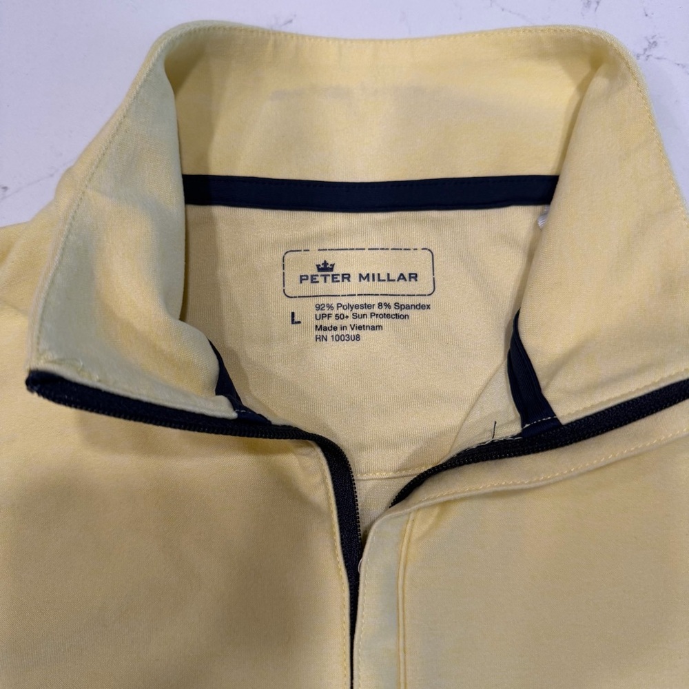Peter Millar Women's Light Yellow Long Sleeve Quarter Zip Performance Pullover - Picture 2 of 6